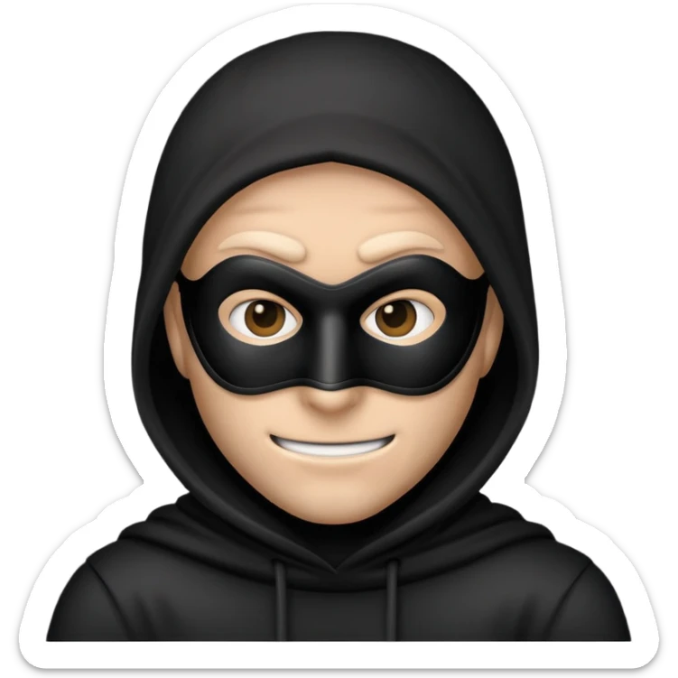 a burglar emoji with a black mask, but just the head, don’t show the body  sticker