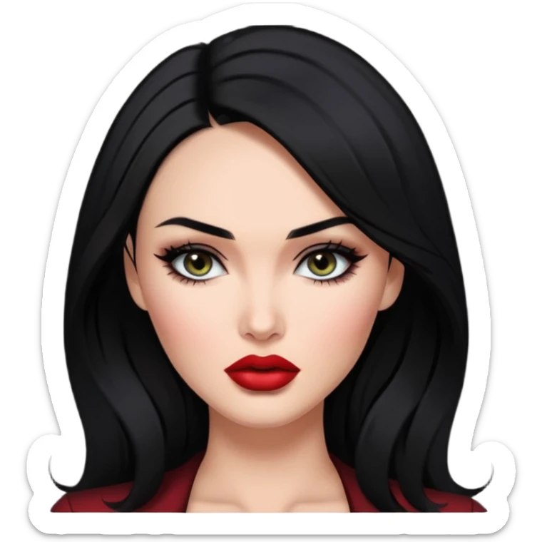 “Emoji girl, femme fatale, black hair. megan fox vibes sticker