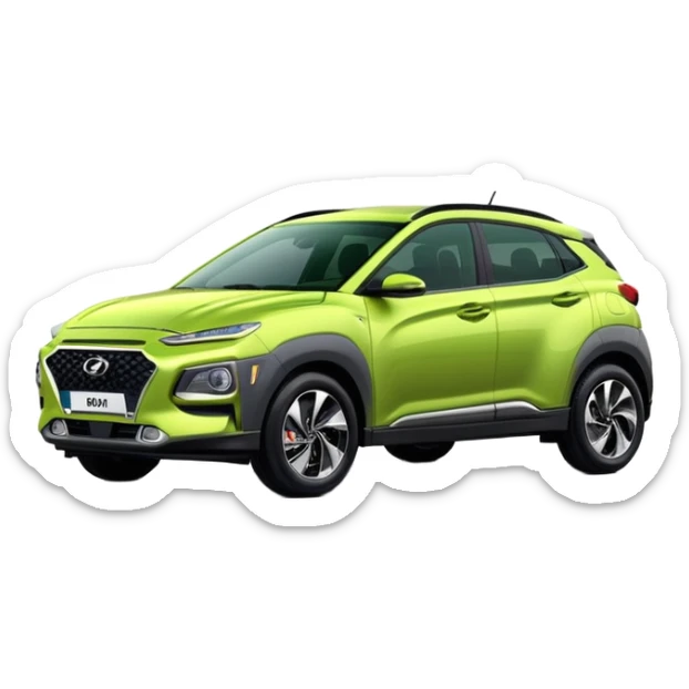 Hyundai Kona, new series, green melange, with gas at his back sticker