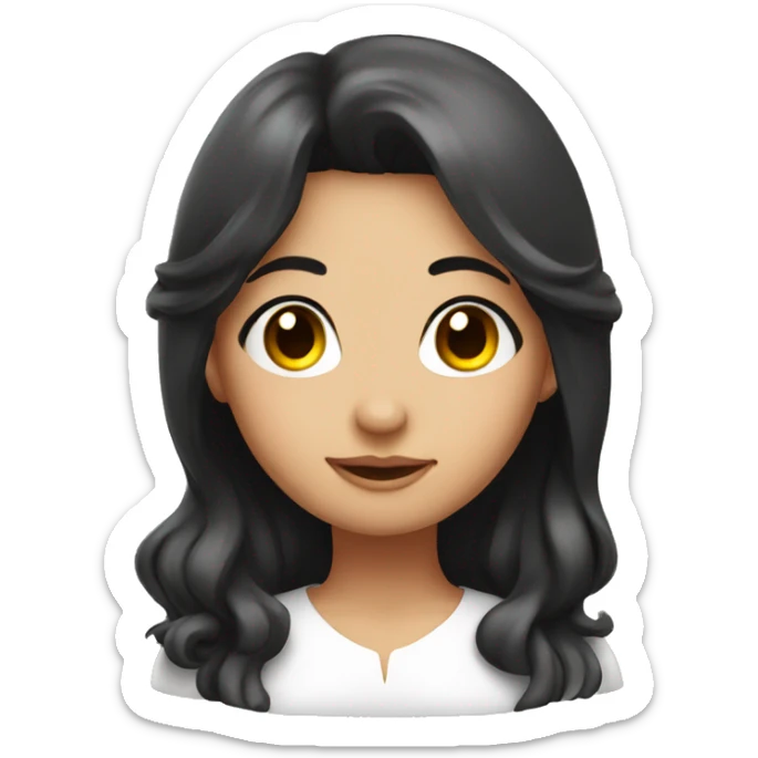 a young woman, dark hair, naughty face, angel halo sticker