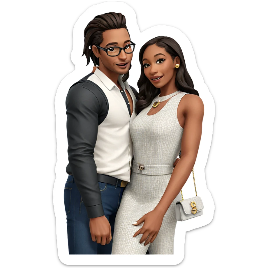 couple in stylish outfits sticker