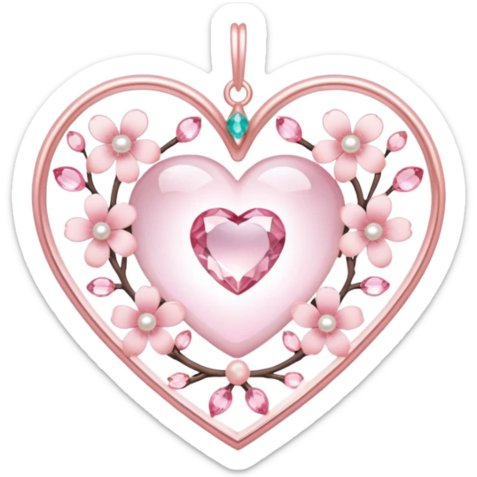 Sakura flower heart Cœur pastel suncatchers gemstones beadspearls crystals  sticker