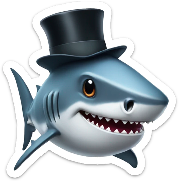 Shark with a top hat sticker