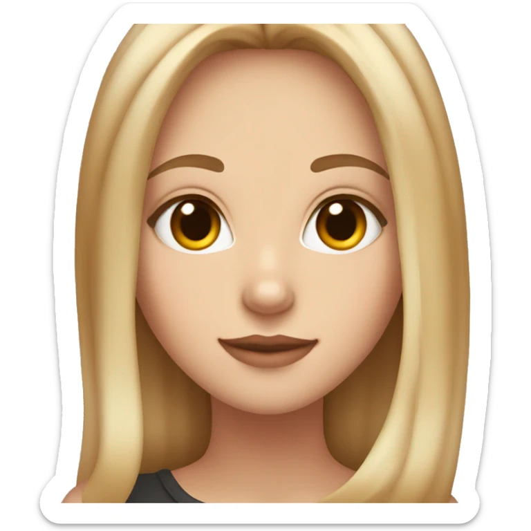 White girl with blonde balayage and brown eyes holding an orange cat sticker