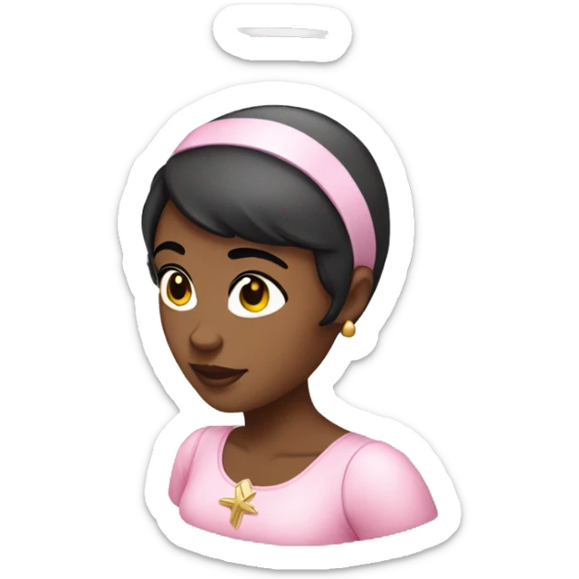 Black woman dressed as an angel in pink with short black hair  sticker