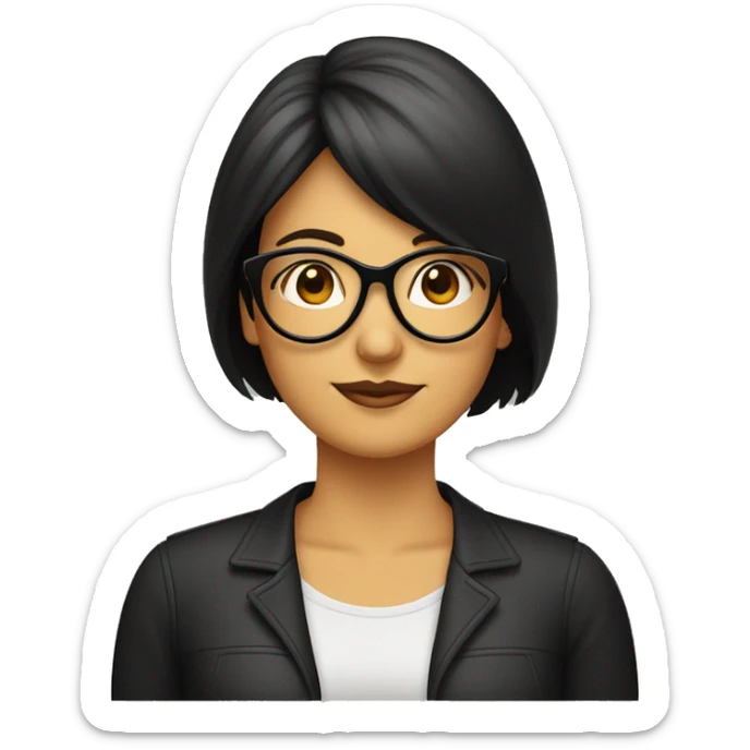 Mujer 52 años ,gordita,con gafas pelo largo negro i flequillo pelo negro, con dos cobayas gorditas al lado sticker