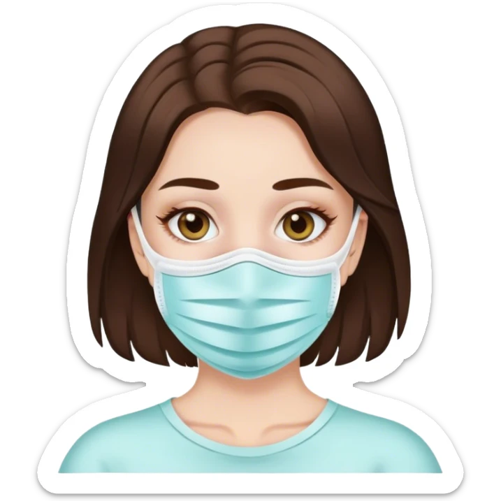 Face mask with brunette hair white skin girl sticker