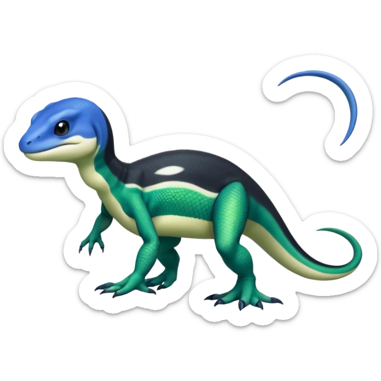 Orca-dragon-reptile-reptilian-lizard-skink-gecko-Digimon-hybrid full body, two legs, arms, tail sticker