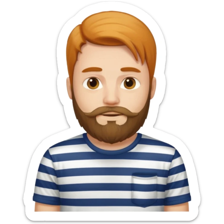 refree long hair and a beard but no moustache and wears a vertically striped t-shirt. sticker