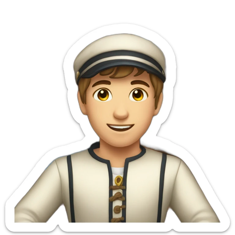 a fifteen-year-old boy at the helm of a schooner sticker