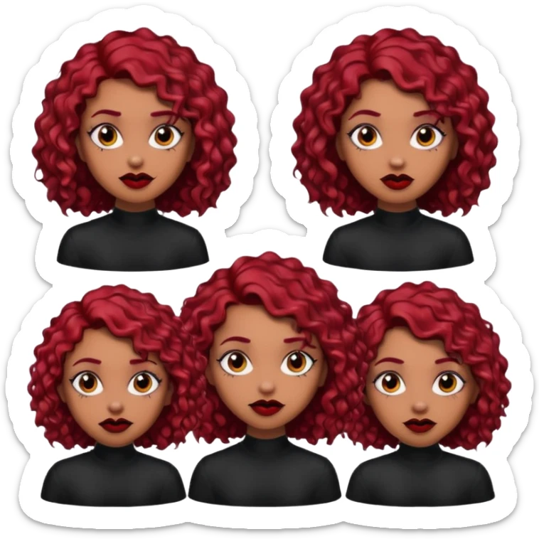 goth girl red hair cacheado médio pele parda, várias expressões  sticker
