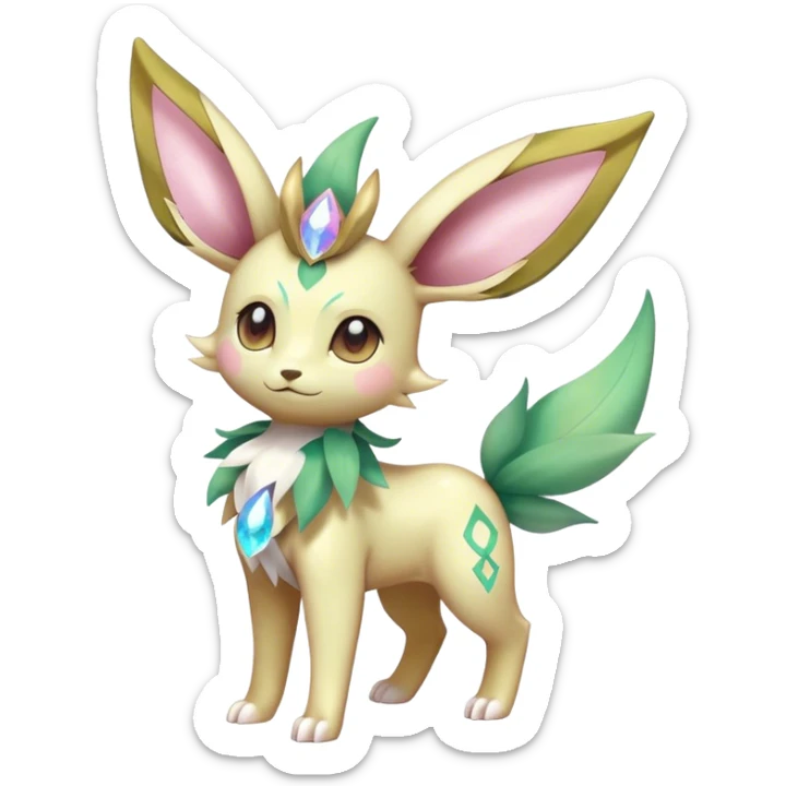 Shiny Cool Sparkly Cute Ethereal Leafeon-Sylveon-Fakemon-hybrid-fusion- full body sticker