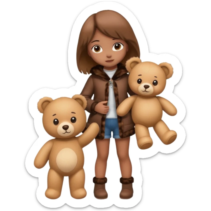 a full body of girl kid wearing fur clothing, playing teddy bear



















 sticker