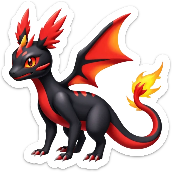 Cute Shiny Guilmon-Quilava-Salandit-Umbreon-Fakémon-hybrid-creature (full body)  sticker