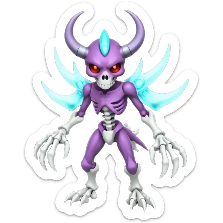 Shiny Horned Badass Edgy Dark Evil Spectral Dusky Spooky Skeletal Cool Hot Stylish Handsome Duskull-Darkrai-Genesect-Fakémon-fusion (full body) sticker