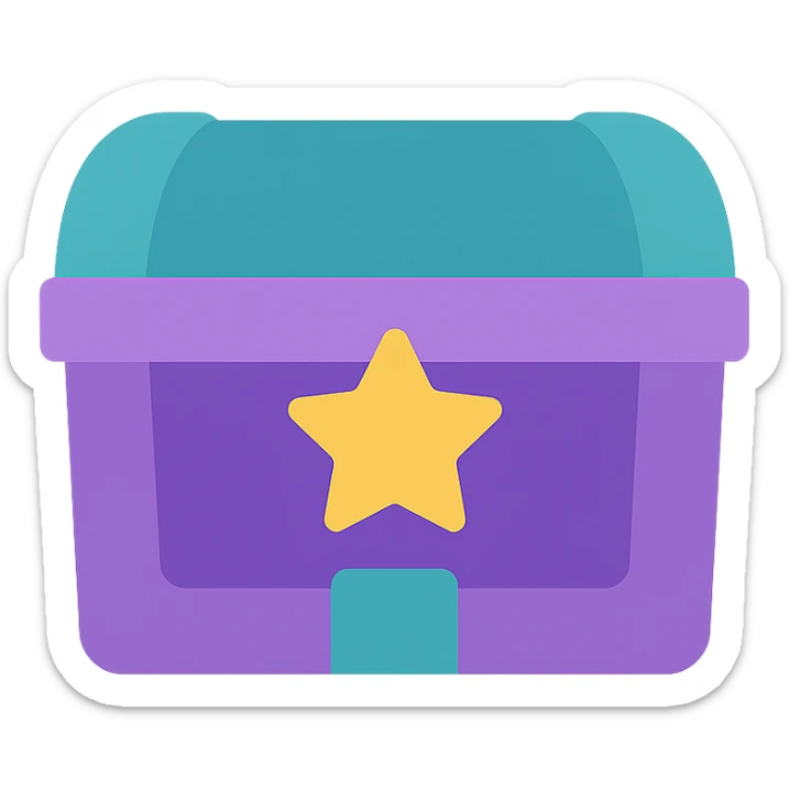 purple and teal rewards chest icon sticker