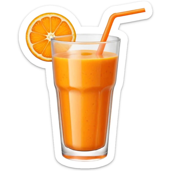 orange smoothie emoji glass cup with orange smoothie, slice of orange on rim, vivid textures sticker