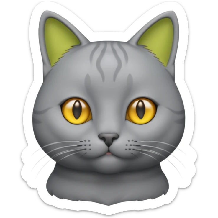 A 3D cartoon Chartreux cat in silvery-gray color, thick coat, friendly eyes, balanced lighting, Memoji-style realism. full body or half body. sticker