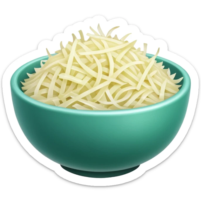 grated onion object icon, small bowl of grated onion, 3D cartoon, mobile game icon style, clean background, no text, no watermark
 sticker