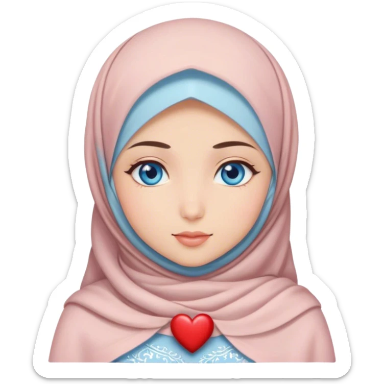 Turkish beautiful finish Konya girl blue eyes with hijab and heart dress sticker