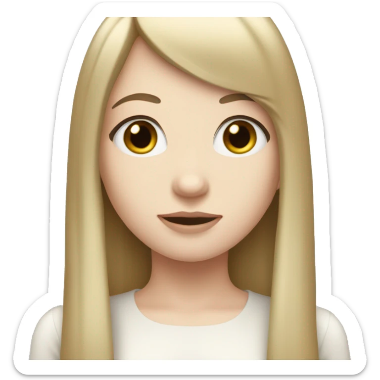 girl with pale skin long straight hair with bangs And brown eyes sticker