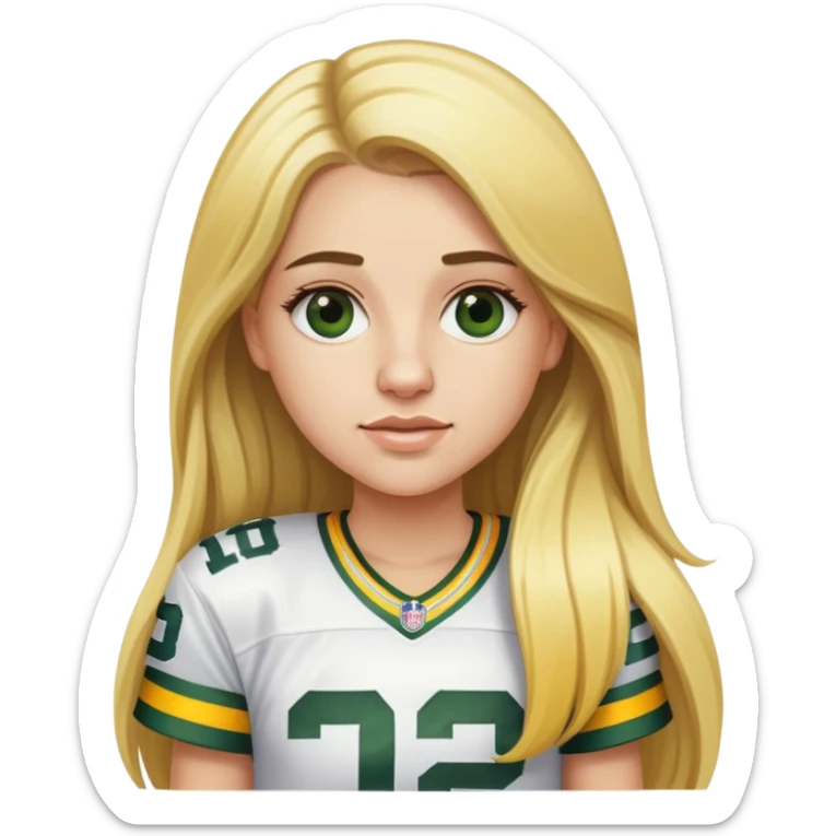 Girl with long blonde hair wearing Aaron Rodgers jersey  sticker