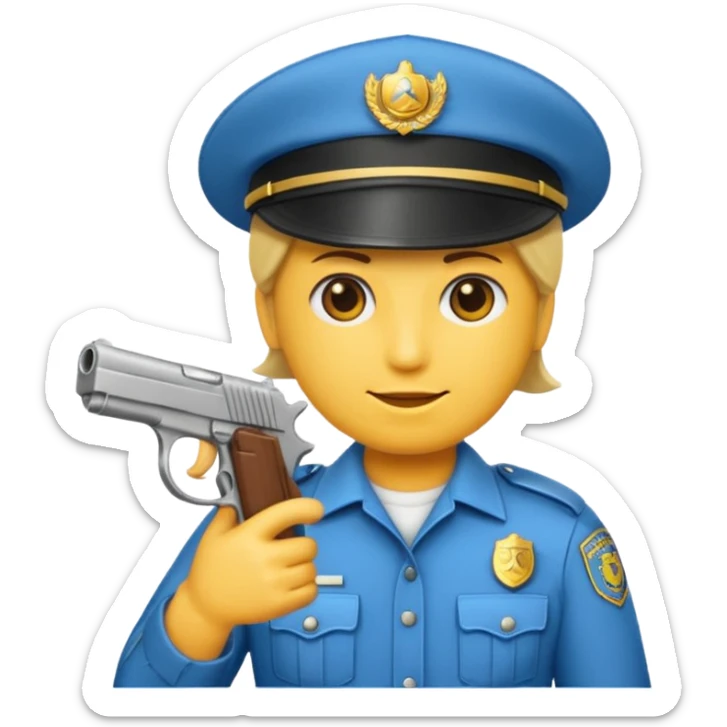 Un emojis con una gorra de lado una pistola y lanbro qué no sea un policía  sticker