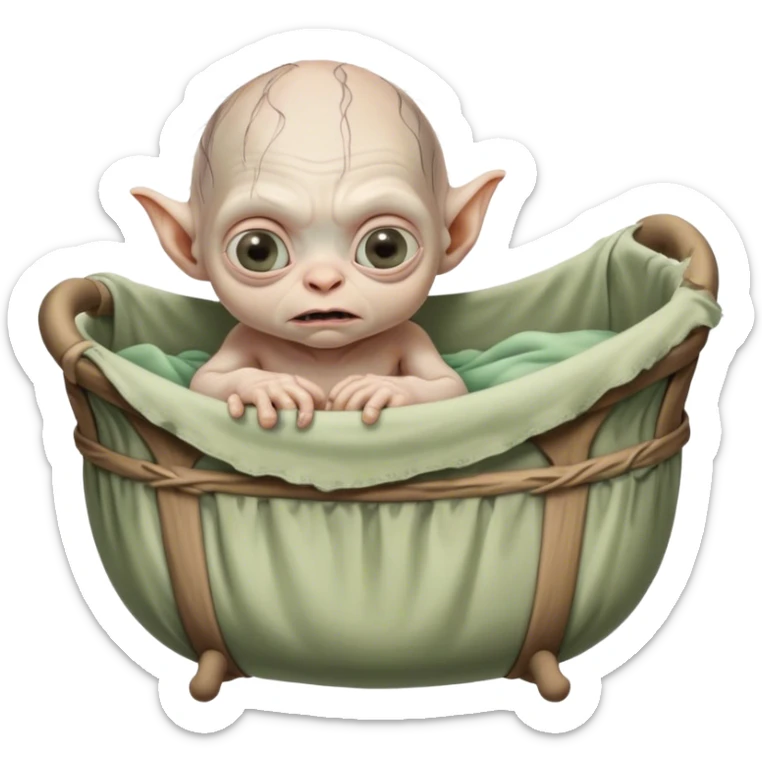 Baby gollum from lord of the rings in bassinet sticker