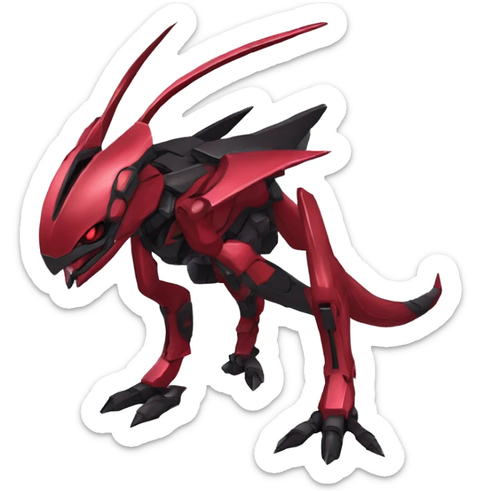  Cool Edgy Godly Futuristic Black Red Digimon-Fakemon-Genesect-Reptile full body sticker