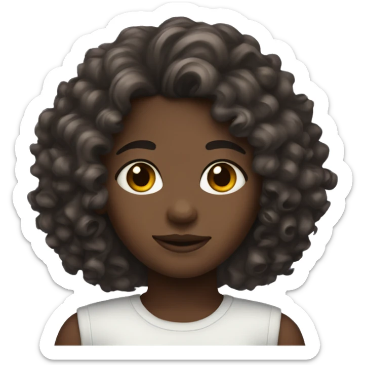 girl with dark skin and big curly brown hair sticker