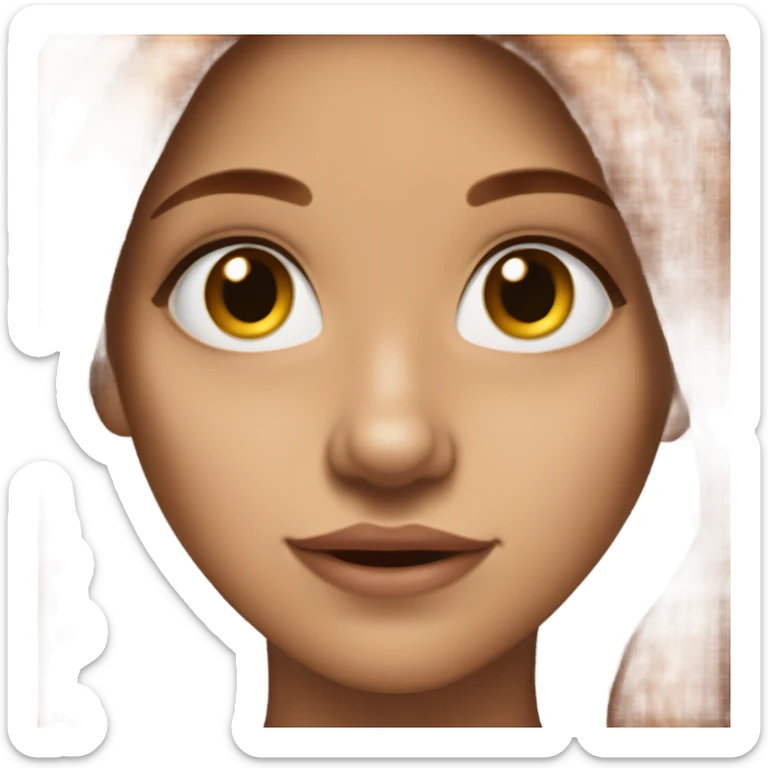 Girl with long brown hair, brown eyes, nose ring piercing (nostril) and red locks behind her hair sticker