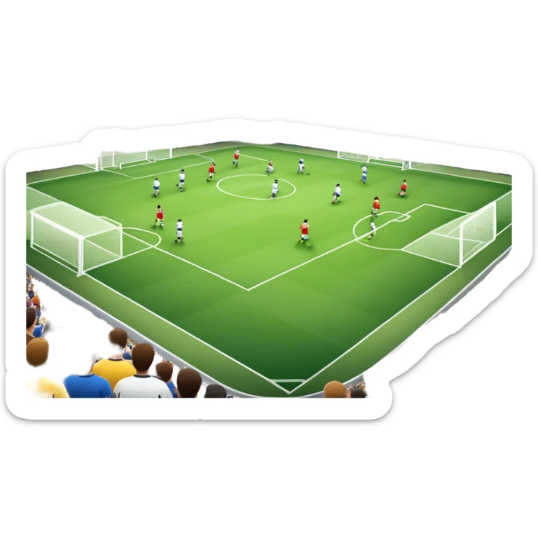 An icon showing a soccer stadium filled with close-up players in action, inspired by EA Sports FC 25. The design features players on the field, with the stadium lights shining brightly and a lively crowd in the stands. Transparent background highlights the energy and excitement of the match. sticker