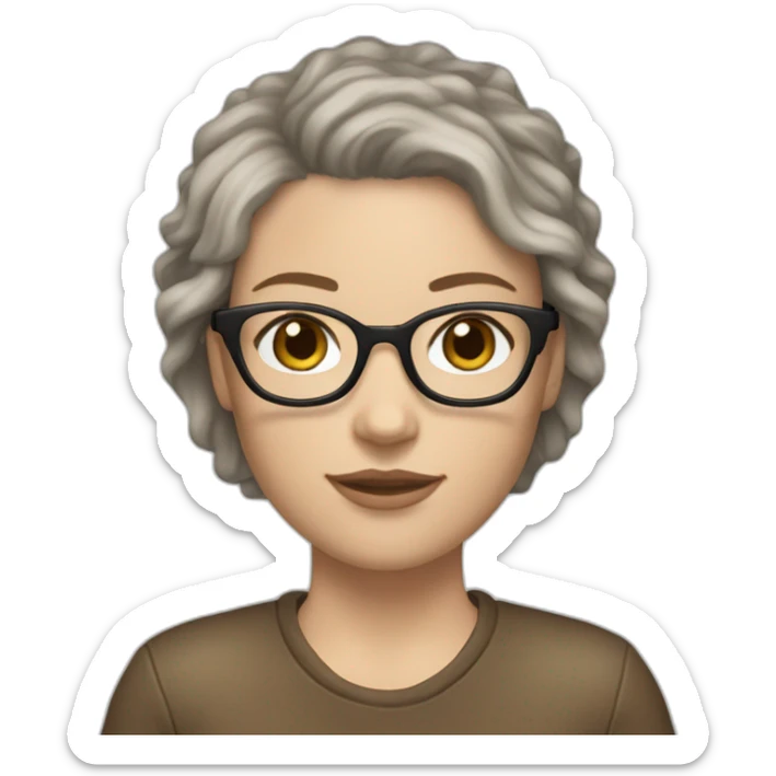 pale white girl with short wavy brown hair wearing glasses and ugg boots and jeans sticker