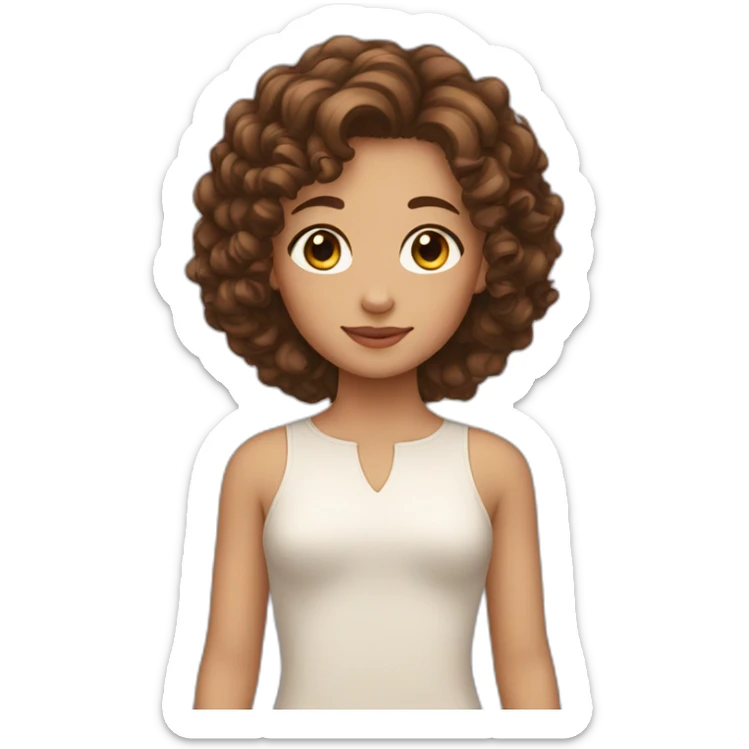 A girl with brown hair and brown eyes and curly hair  sticker