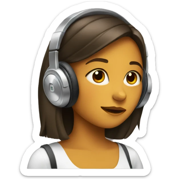 girl listening to music on headphones sticker