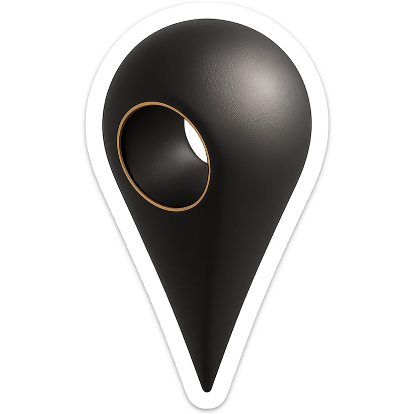 a map pin with a spherical head in 3D black style sticker