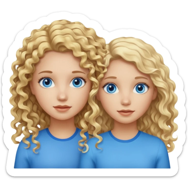 Two girls, one with curly blonde hair, blue eyes and another with wavy blonde hair and blue eyes sticker
