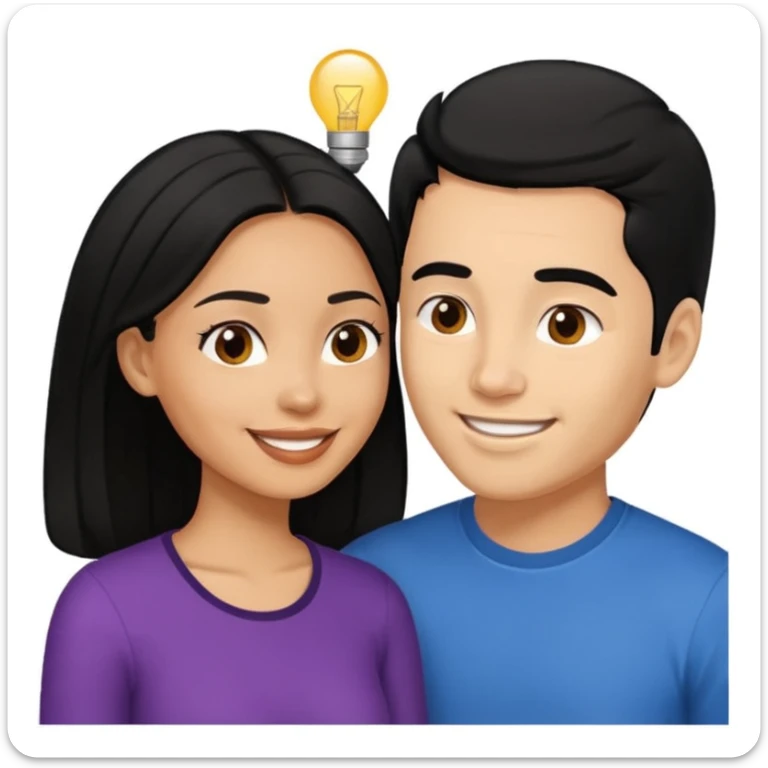 light skin black hair woman talking with a light skin black hair man, we're face to face and happy sticker