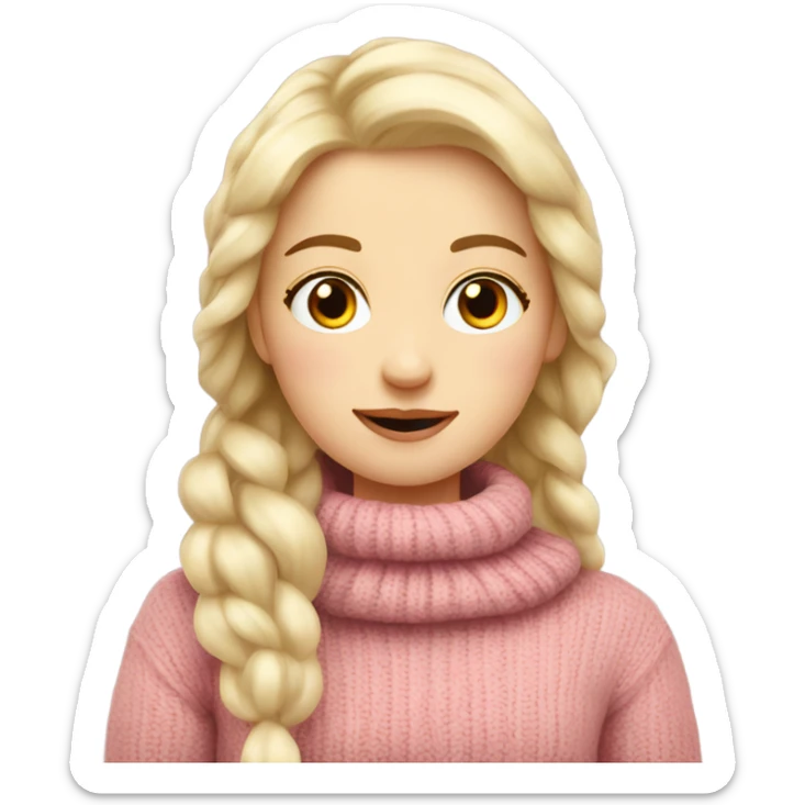 cozy beautiful finnish blond winter girl with brown pink sweater sticker