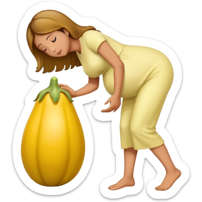 yellow eggplant combined with pregnant person and bowing person, bowing person in profile sticker