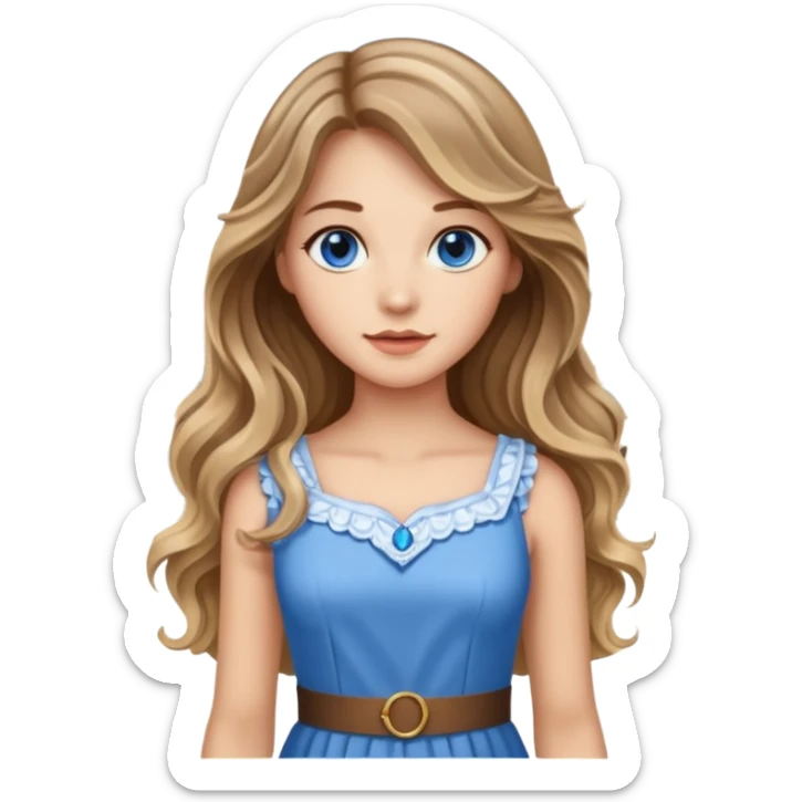 pretty female with long wavy brown hair with blonde highlights and blue eyes standing in front of a historical landmark in Germany  sticker