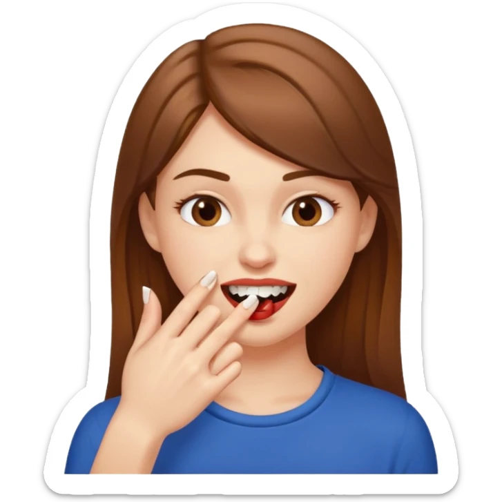 Une fille brune et blanche qui se mord l'ongle avec ses dents comme si elle draguait qqn sticker