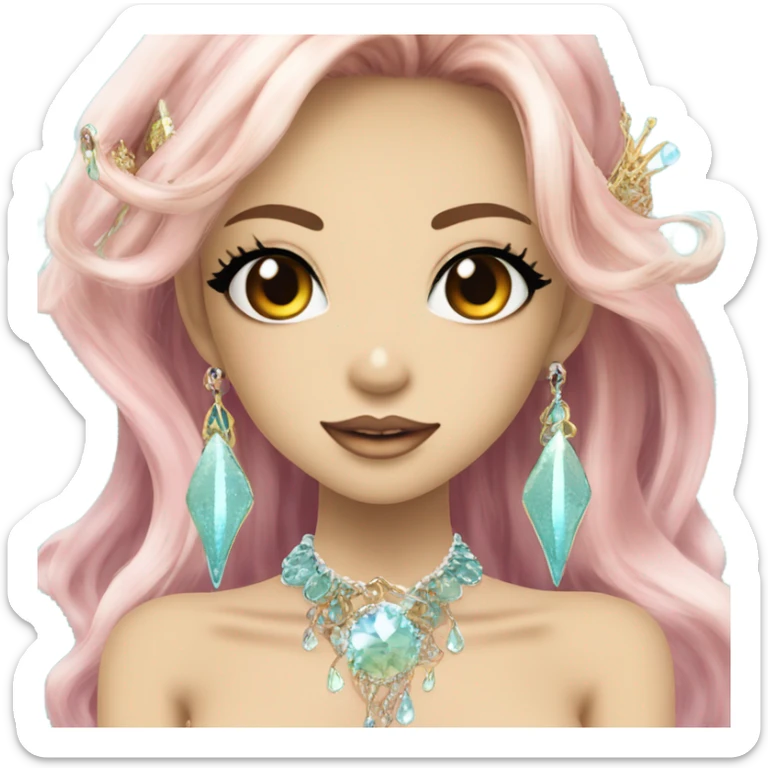 mermaid hime gyaru girl with pointy, jewerly sticker