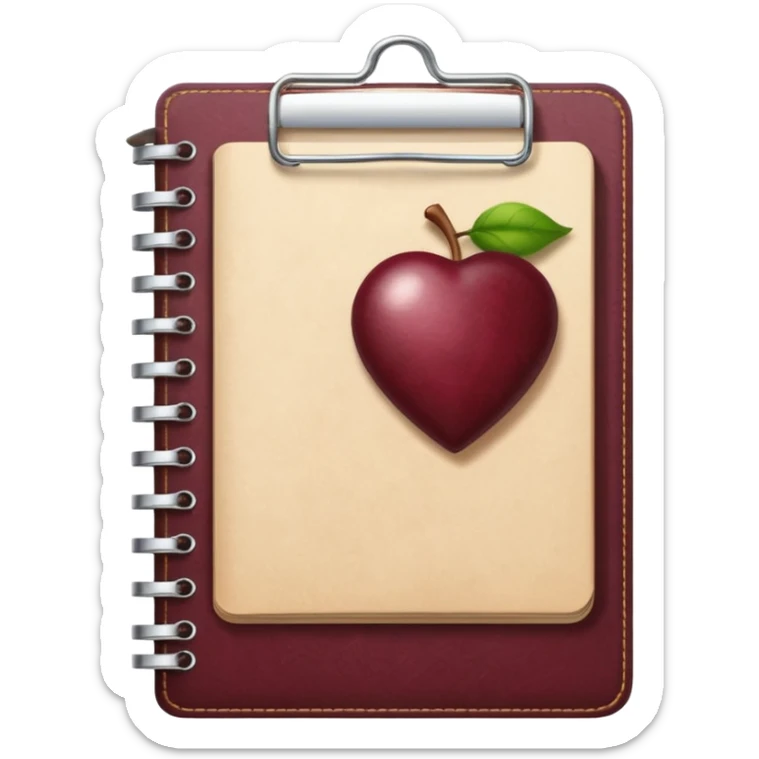 HAZ UN planificador de lista de objetivos en color vinotinto/rojo carmesí brillante, con hojas de cuaderno blancas sticker