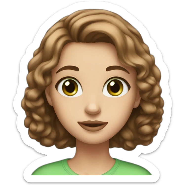 Tall girl with brown hair, big green eyes, full lips sticker