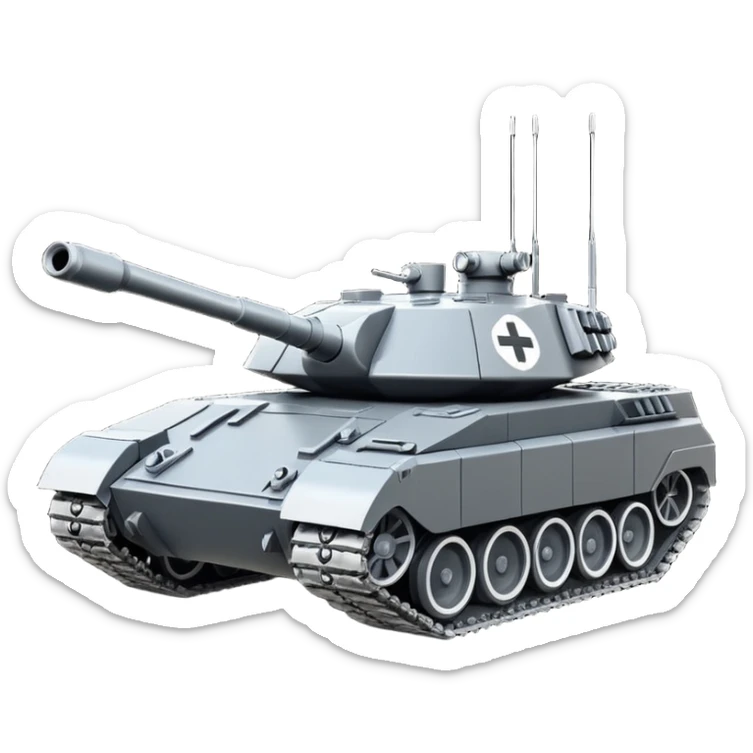 Fruchterregender futuristischer Panther Panzer hergestellt von Rheinmetall in Deutschland mit autonomen Raketensystemen & einem schwarz weißem Kreuz sticker