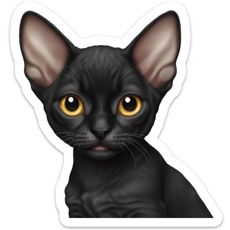 Black Devon Rex kitten sticker