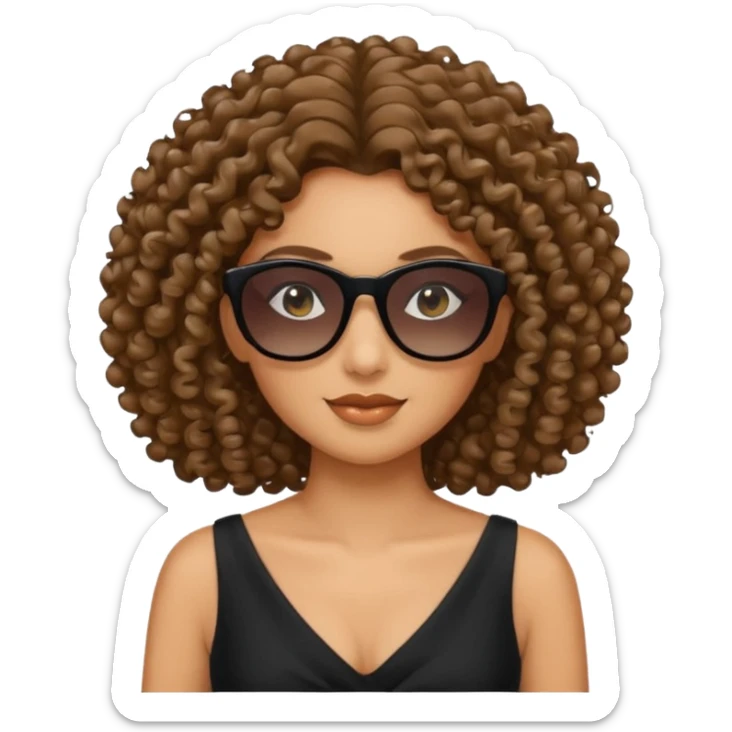 woman police wearing black dress with sun glasses curly hair sticker
