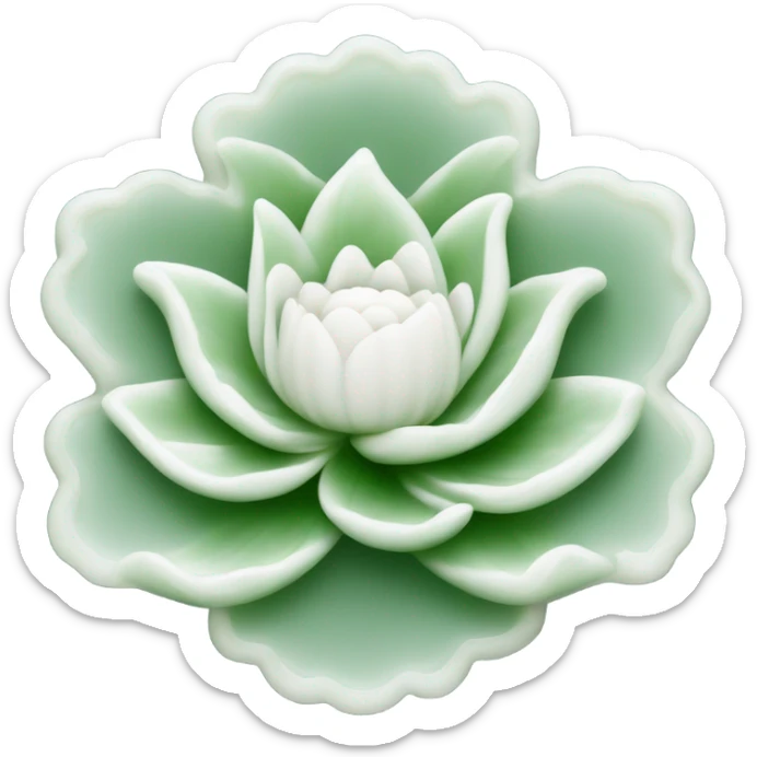 A white Chinese style water-lily-patterned jade ornament sticker