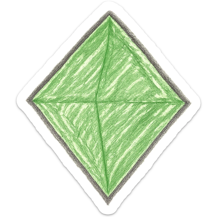 green diamond shape, illustration style sticker